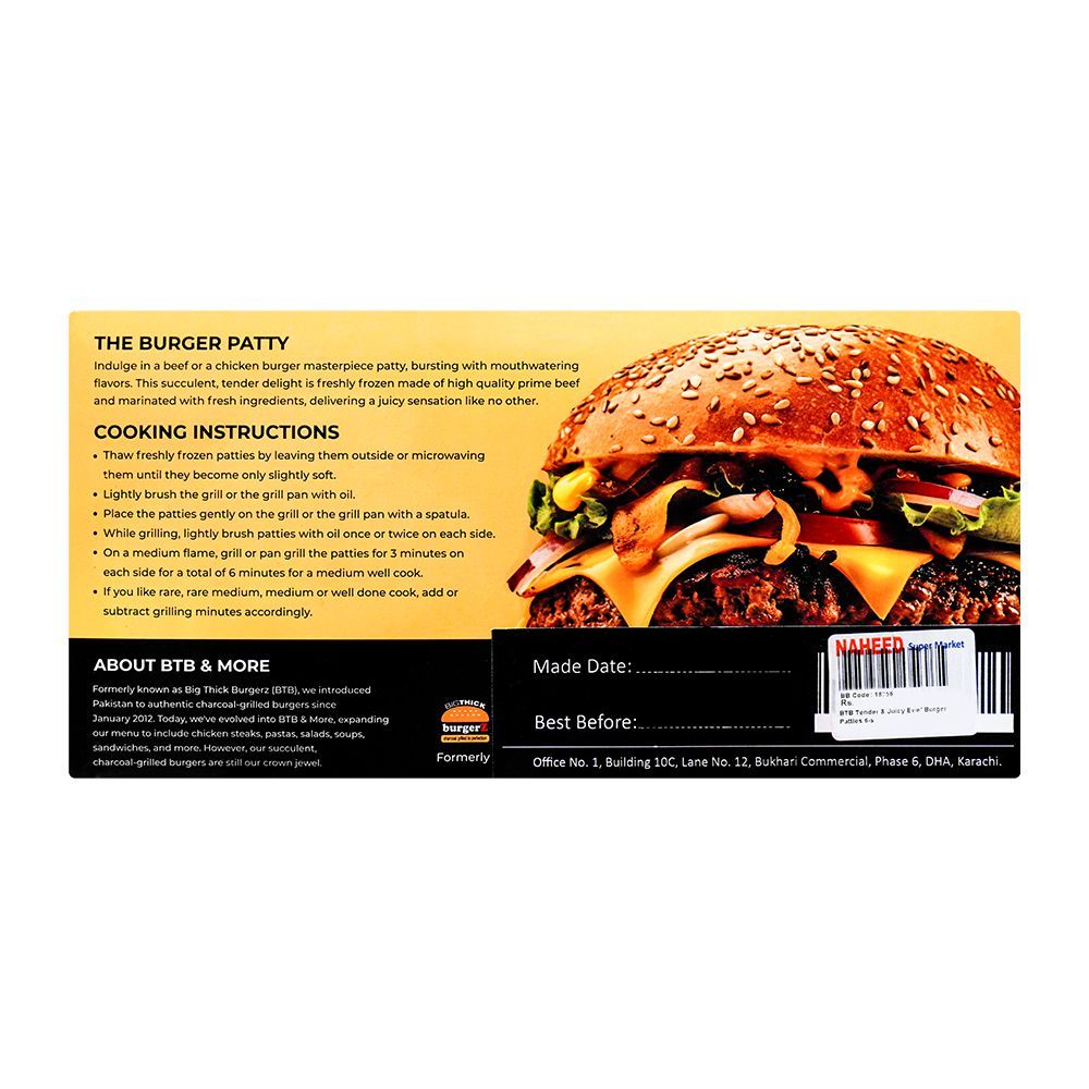 BTB & More Tender & Juicy Beef Burger Patties, 6-Pack - Image 5