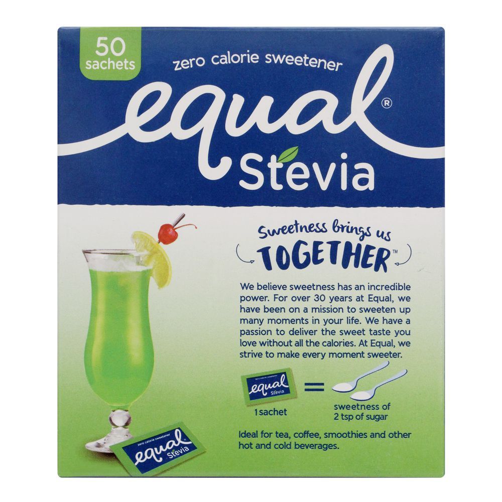 Equal Stevia Sweetener Sachets, Zero Calories, 50-Pack - Image 2