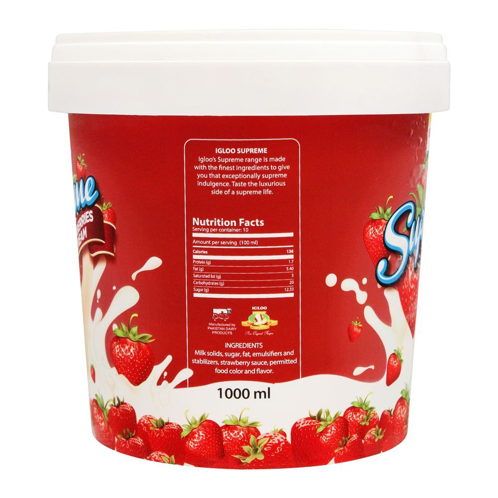 Igloo Supreme Strawberries N Cream Frozen Dessert, 1 Liter - Image 2