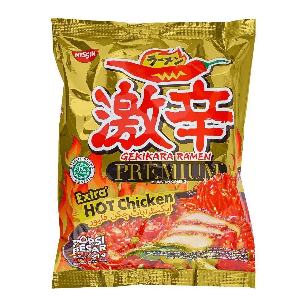 Nissin Premium Extra Hot Chicken Ramen Noodles, 121g - Main Image