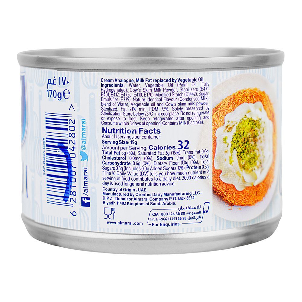 Almarai Analogue Cream, Milk Fat Replaced by Vegetable Oil, 170g Tin - Image 2