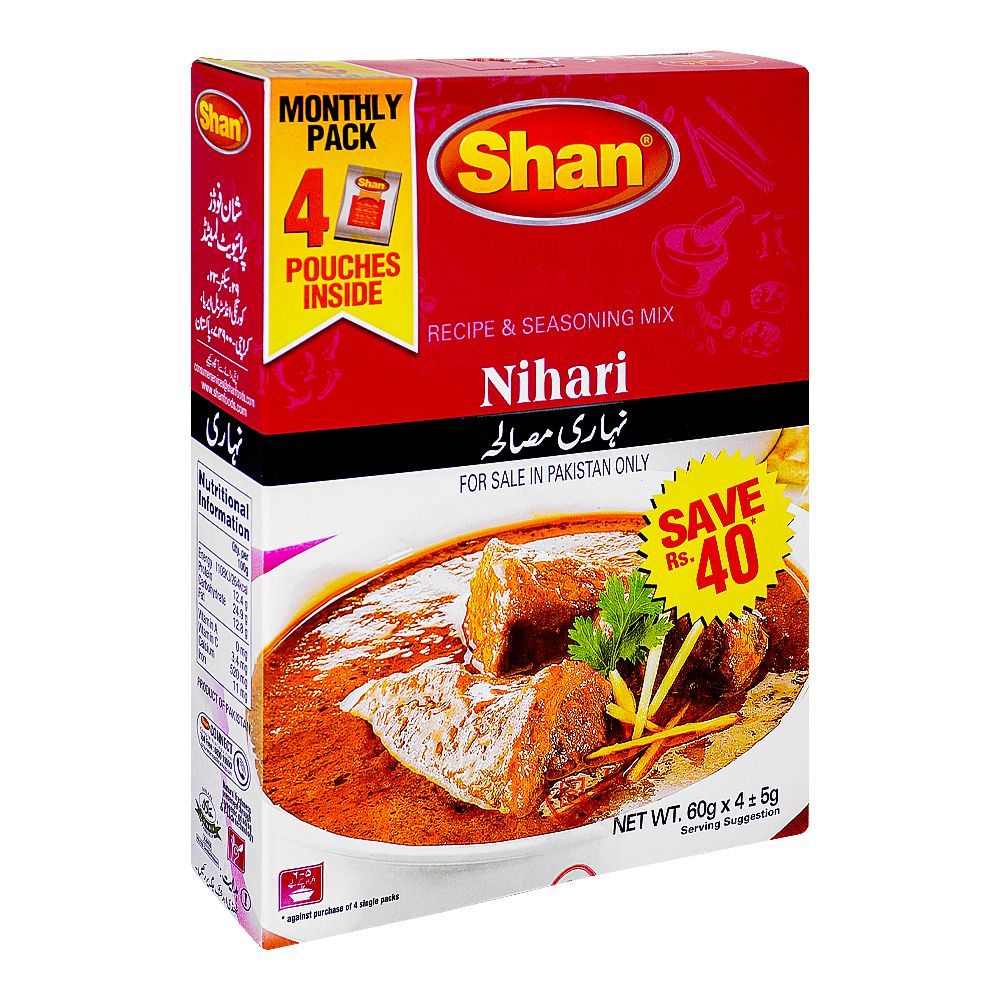 Shan Nihari Recipe Masala, 60g x 4 - Main Image