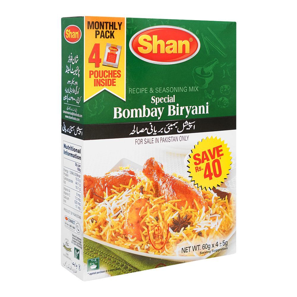 Shan Bombay Biryani Recipe Masala, 60g x 4 - Main Image