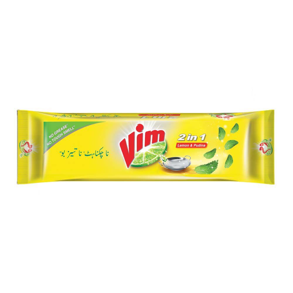 Vim 2-in-1 Dish Wash Long Bar, Lemon & Pudina, 230g - Main Image