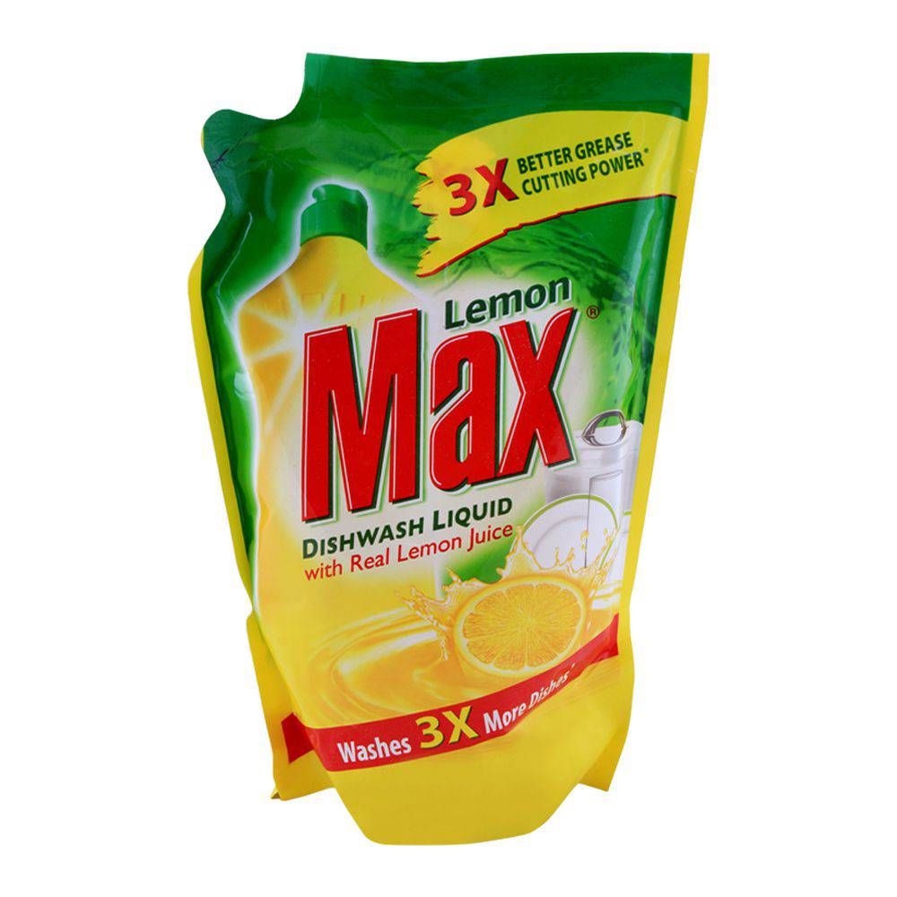 Lemon Max Dishwash Liquid, Pouch, 450ml - Main Image