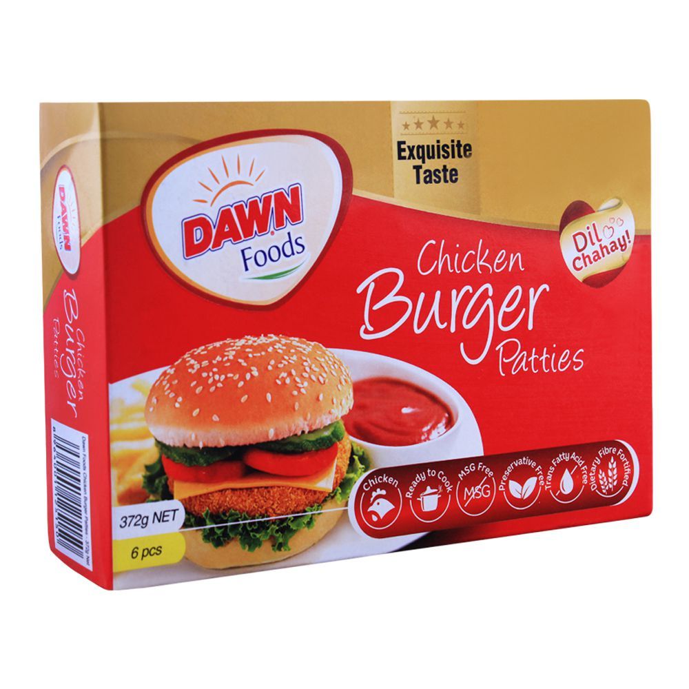 Dawn Chicken Burger Patties, 6 Pieces, 372g - Main Image