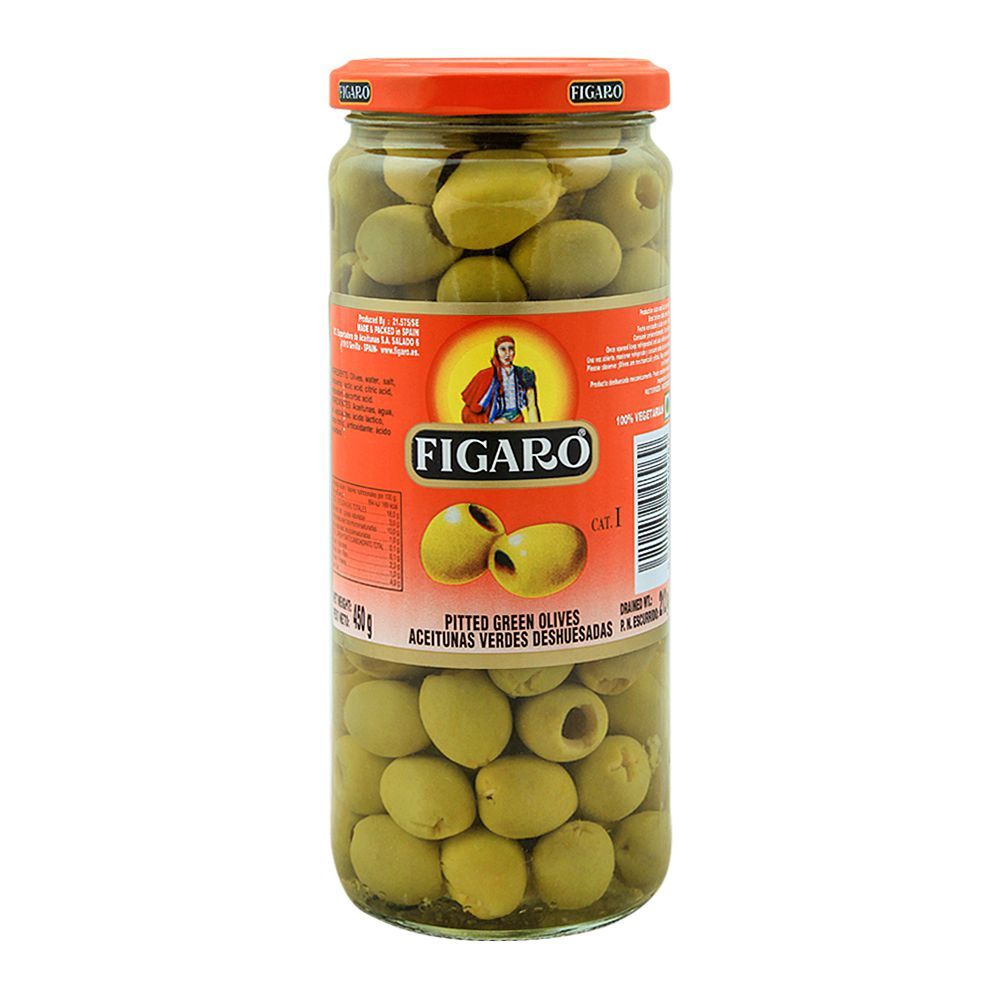 Figaro Pitted Green Olives, 450g - Main Image