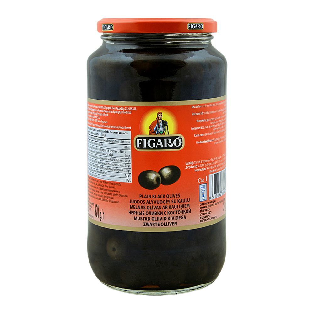 Figaro Plain Black Olives, 920g - Main Image