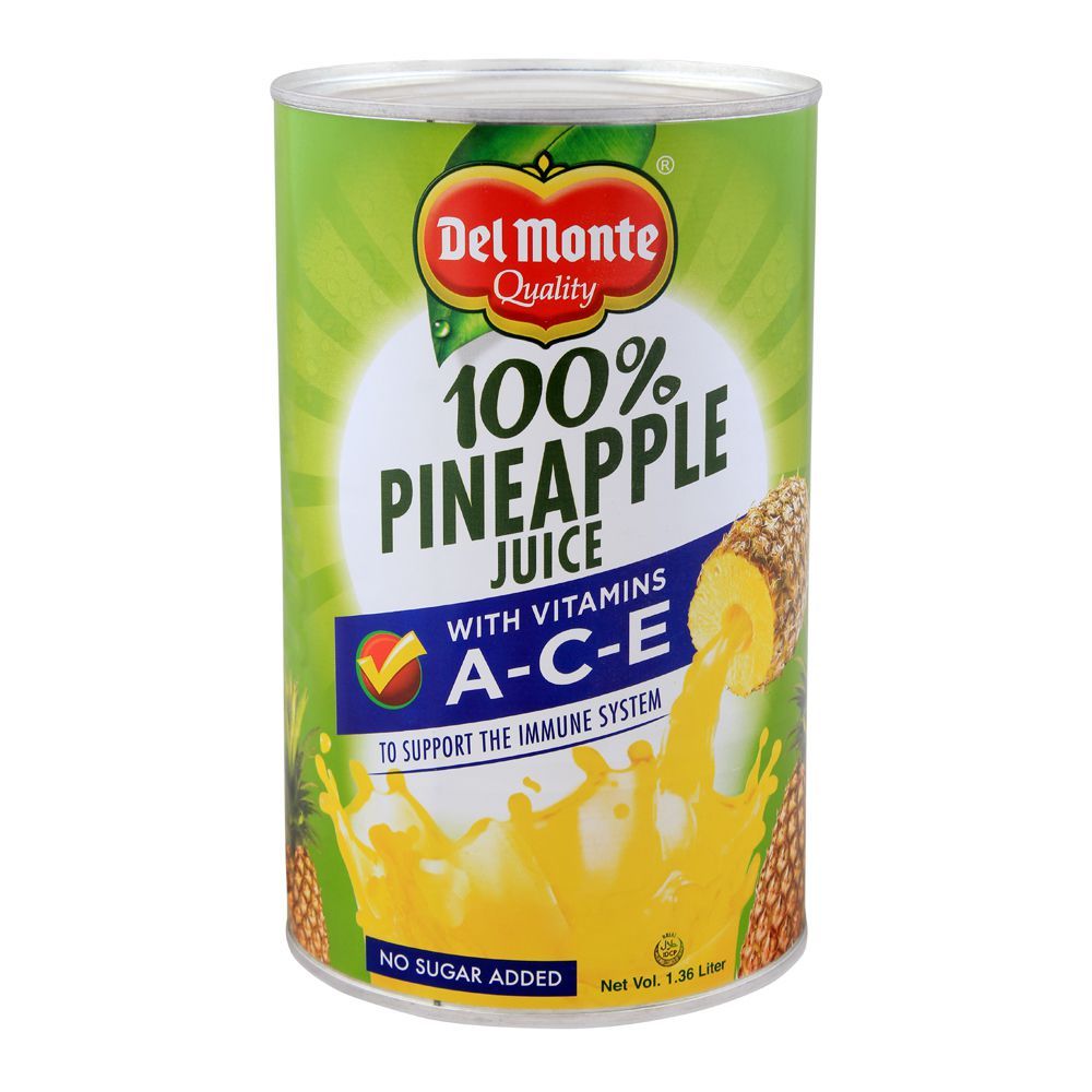 Delmonte 100% Pineapple Juice, With Vitamin A+C+E, 1.36 Liter - Main Image