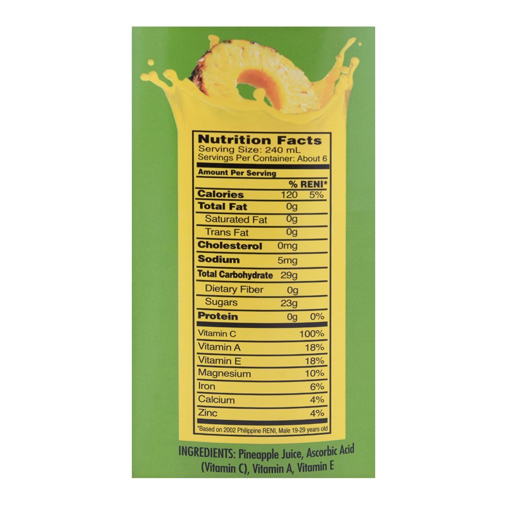 Delmonte 100% Pineapple Juice, With Vitamin A+C+E, 1.36 Liter - Image 3