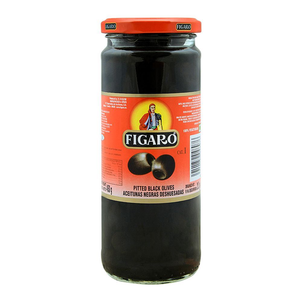 Figaro Pitted Black Olives, 450g - Main Image