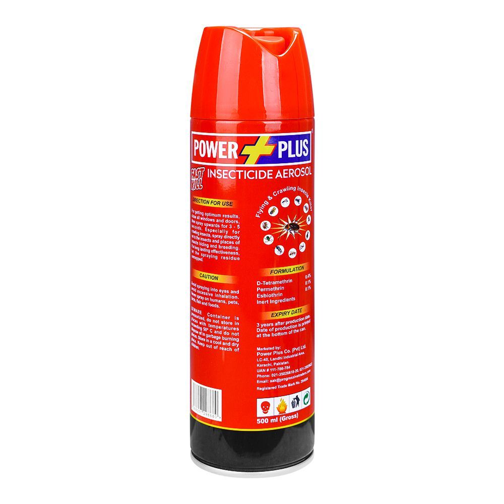 Power Plus Fast Kill Insecticide Aerosol, 500ml - Image 2