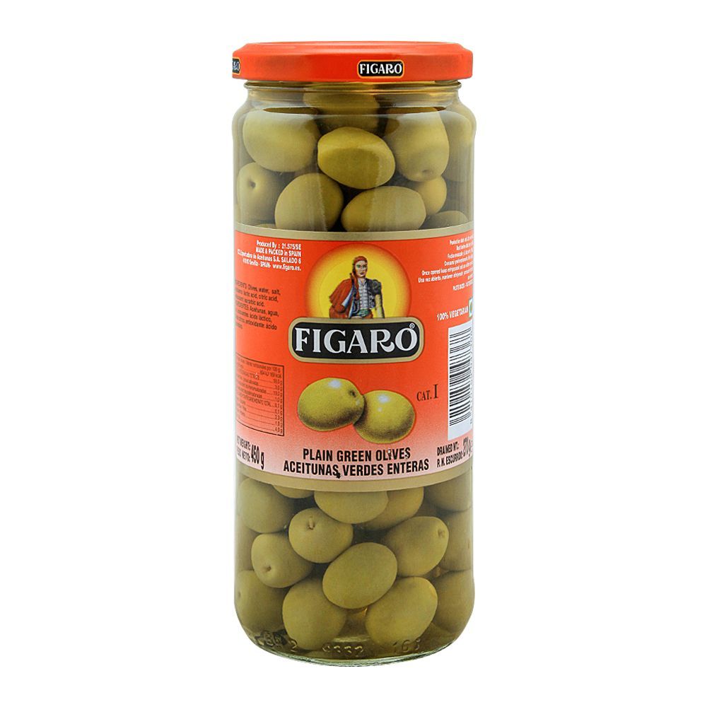 Figaro Plain Green Olives, 450g - Main Image