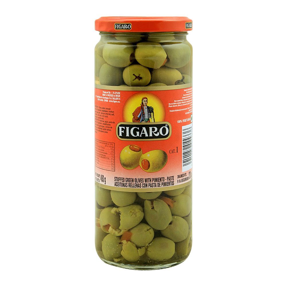 Figaro Stuffed Green Olives With Pimento Paste, 450g - Main Image