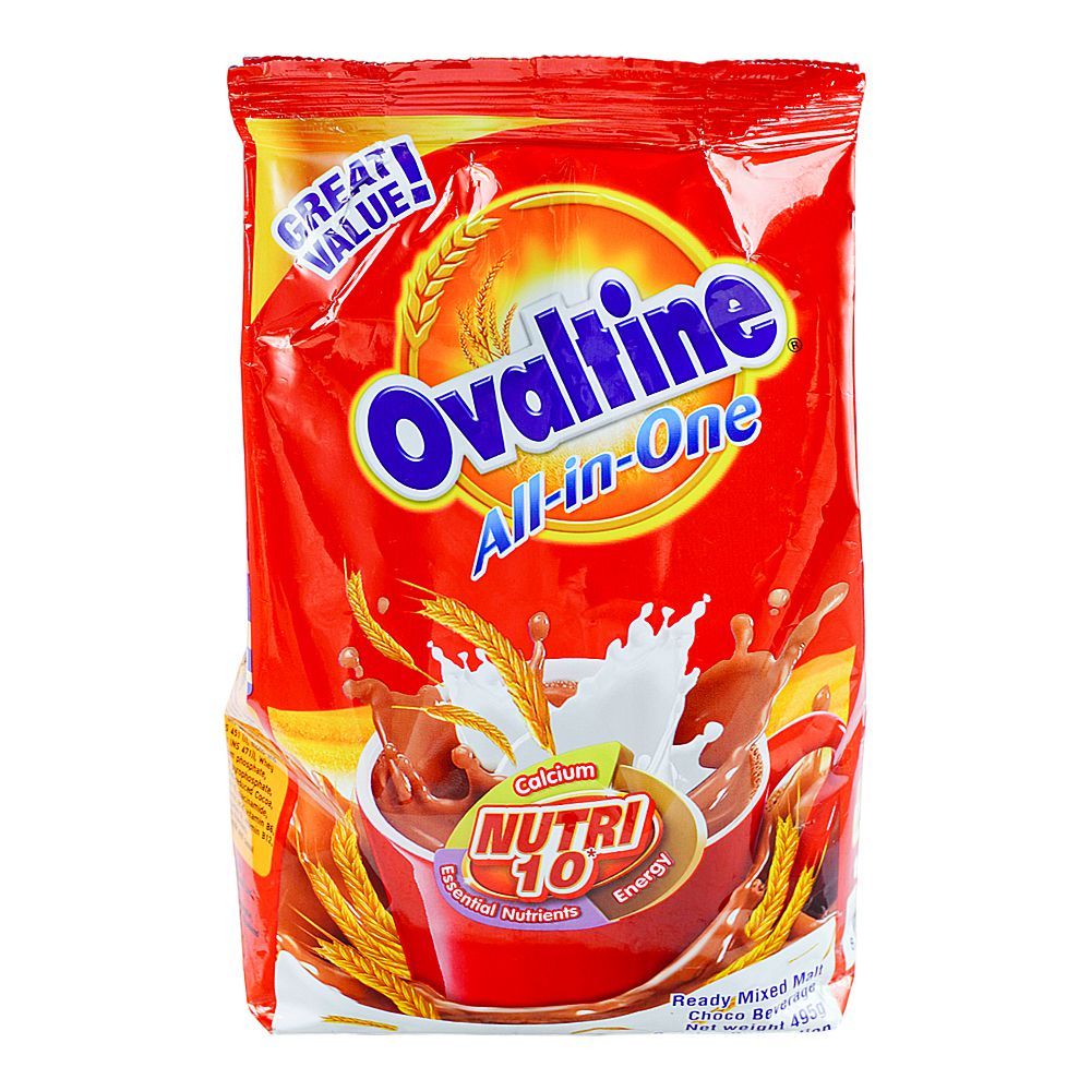 Ovaltine All-In-One Chocolate Malt Drink Pouch, 495g - Main Image