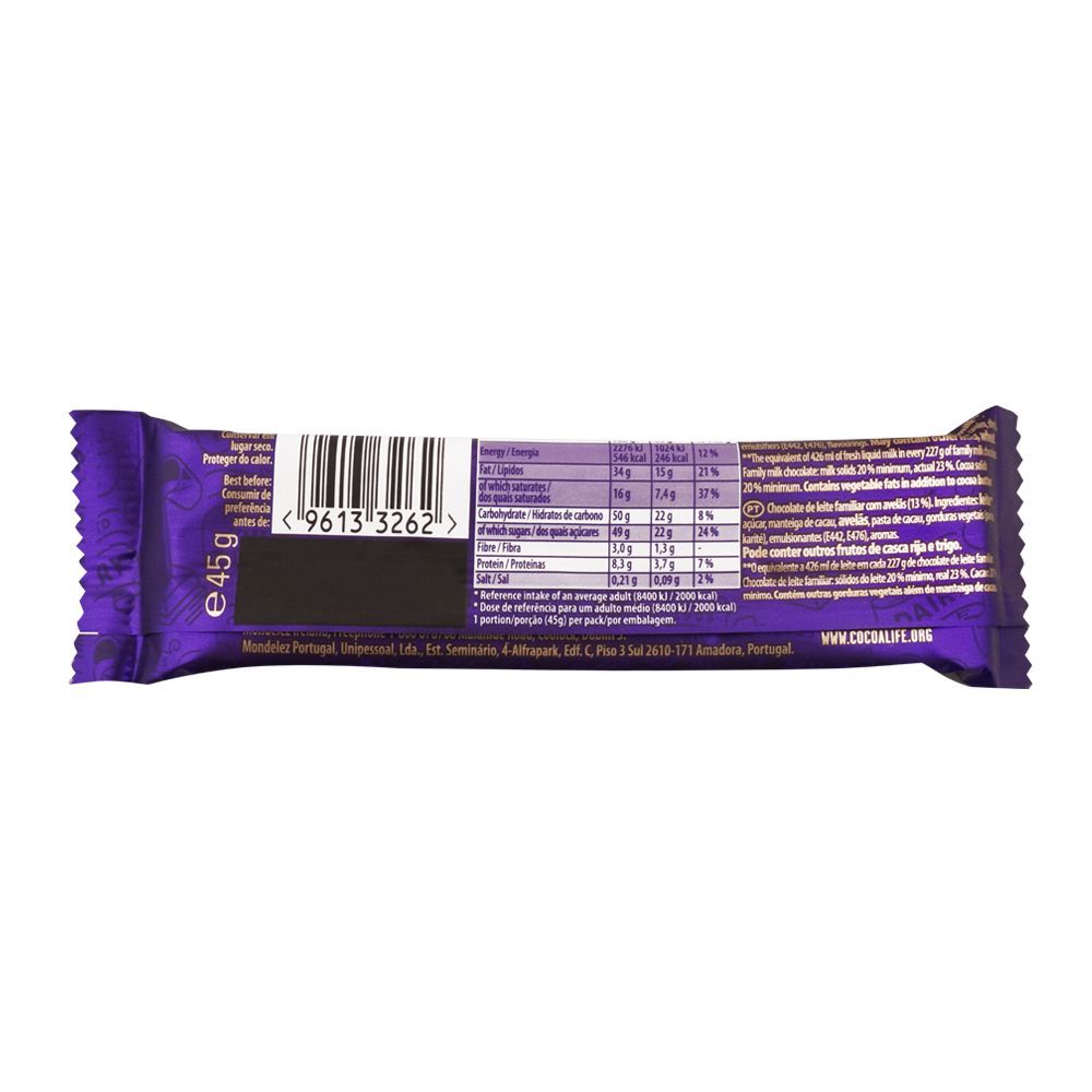 Cadbury Dairy Milk Whole Nut Chocolate, 45g (Imported) - Image 2