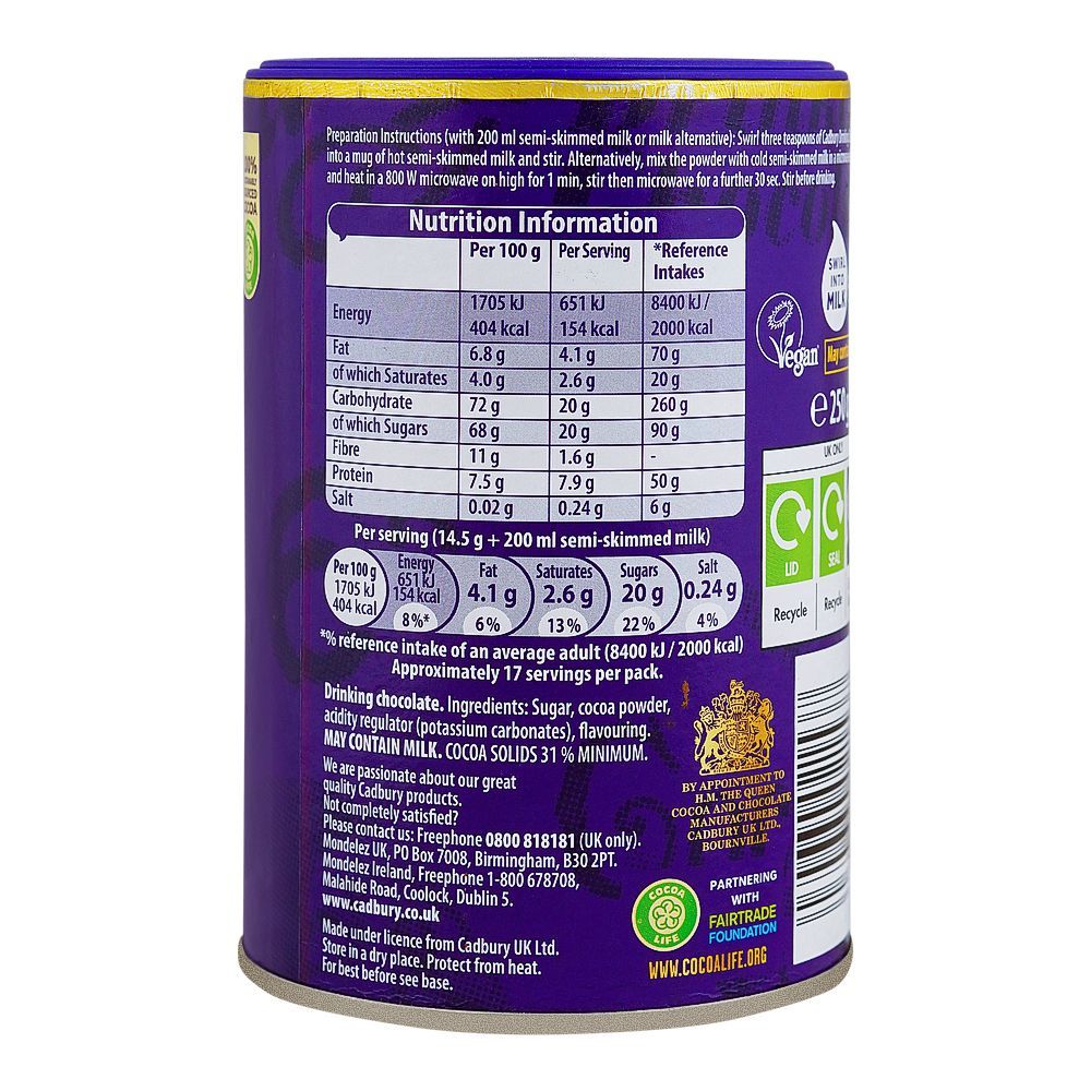 Cadbury Hot Chocolate Powder, 250g - Image 2