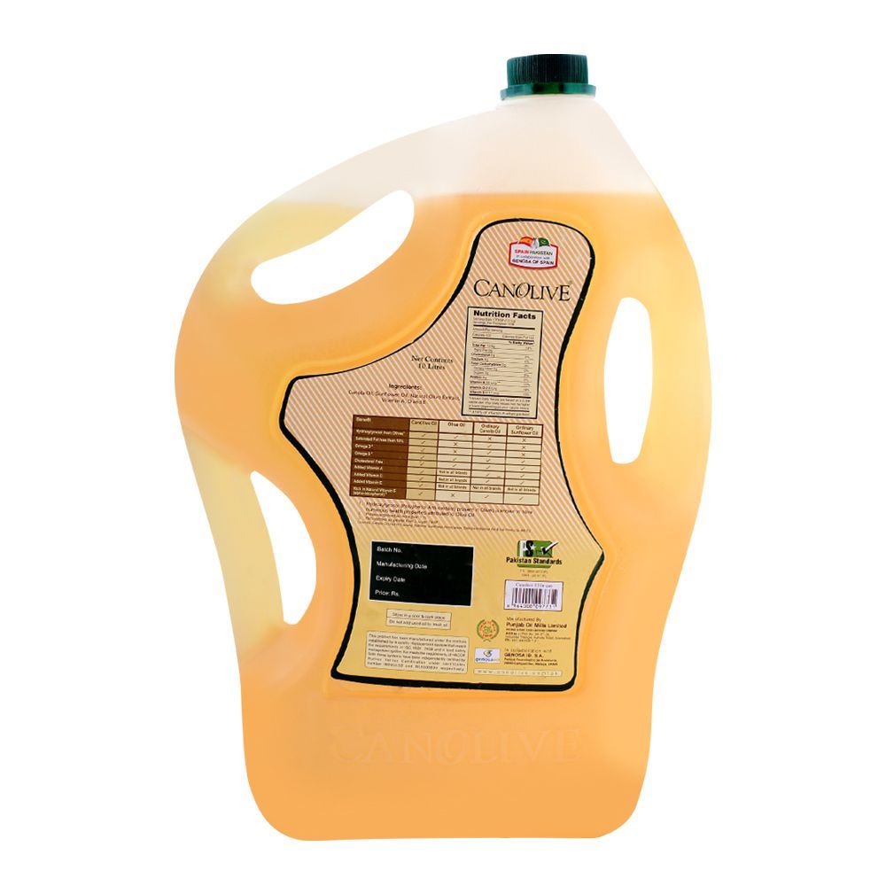 Canolive Premium Canola and Sunflower Oil 10 Litres Bottle - Image 2