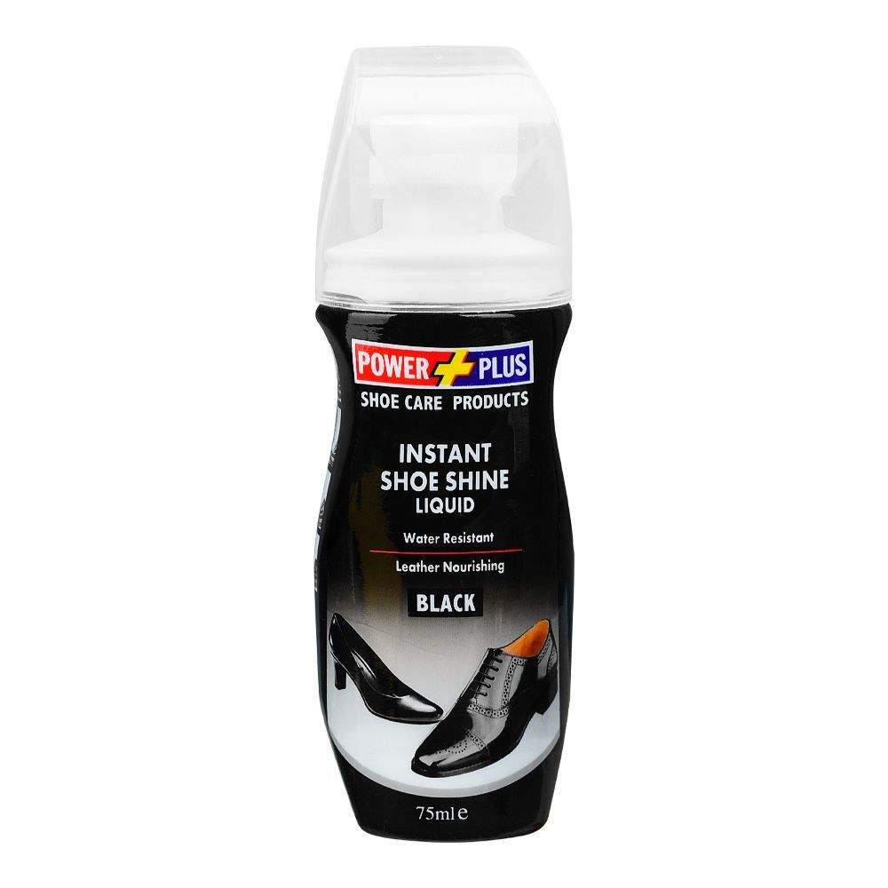 Power Plus Black Shoe Polish Liquid, 75ml - Main Image