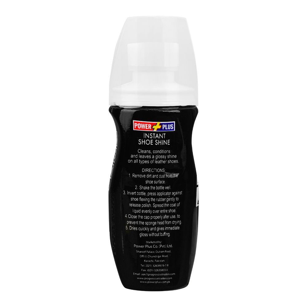 Power Plus Black Shoe Polish Liquid, 75ml - Image 2