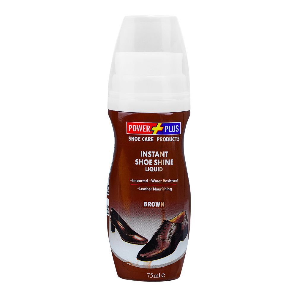 Power Plus Brown Shoe Polish Liquid, 75ml - Main Image