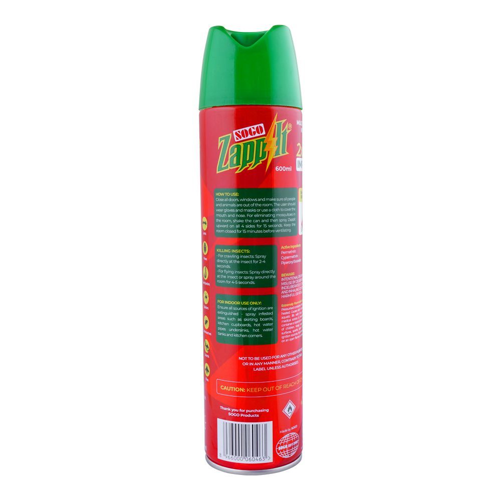 SOGO Zapp-It Multi-Insect Killer Spray, 600ml - Image 2