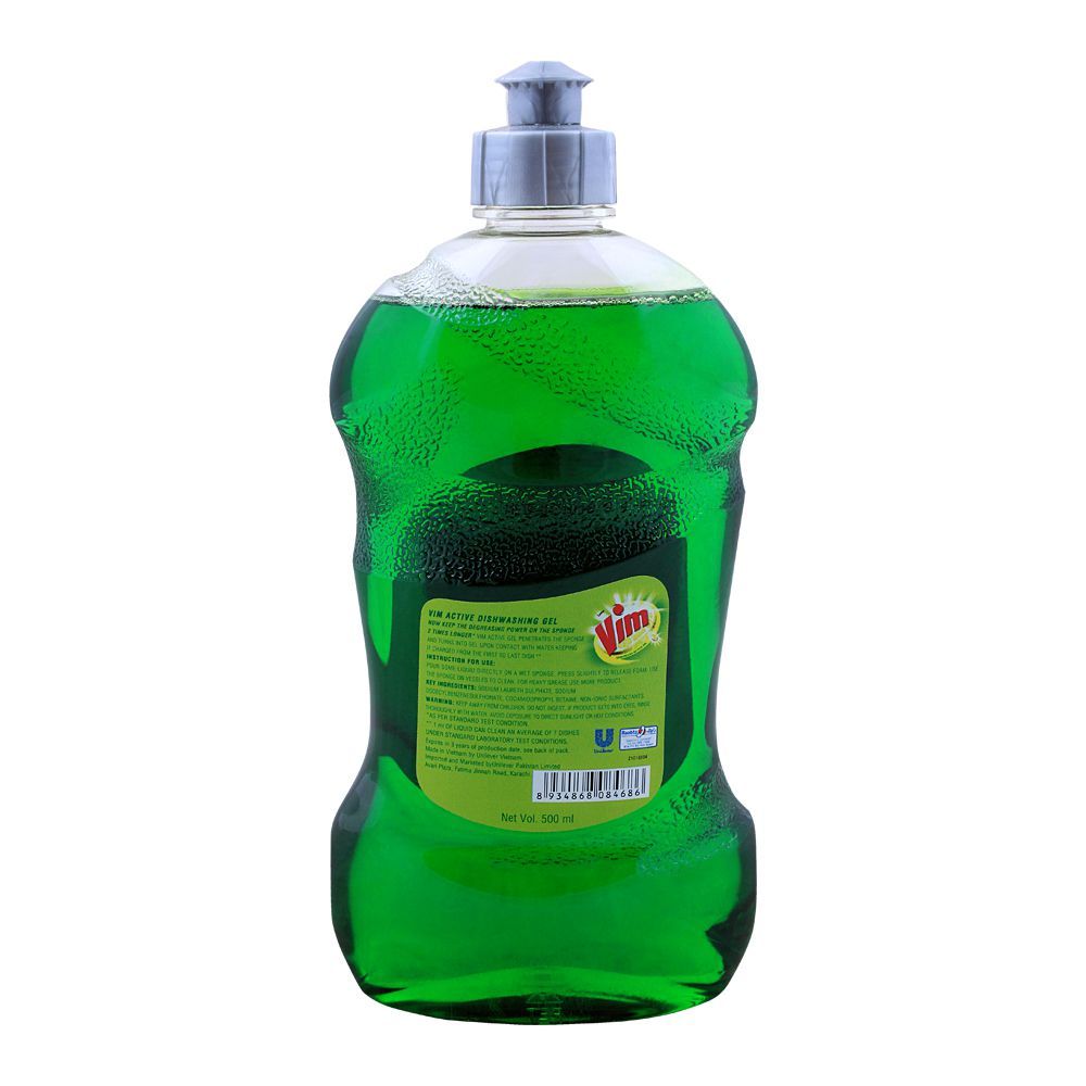 Vim Lime Dishwash Active Gel 500ml - Image 2