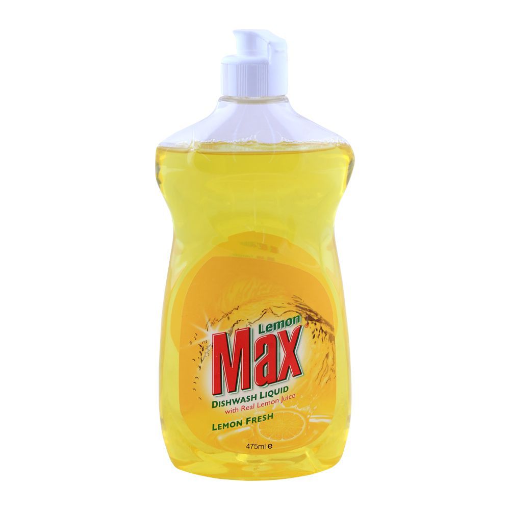 Lemon Max Dishwash Liquid, Lemon Fresh, 475ml - Main Image