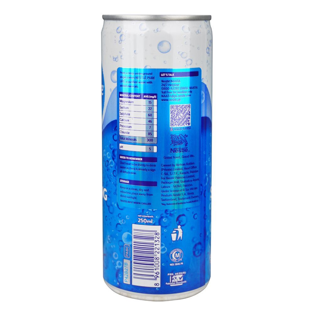 Nestle Pure Life Sparkling Water, 250ml Can - Image 2