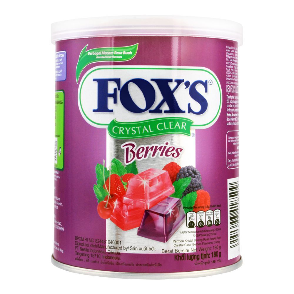 Fox's Crystal Clear Berries Flavored Candy, Tin, 180g - Main Image