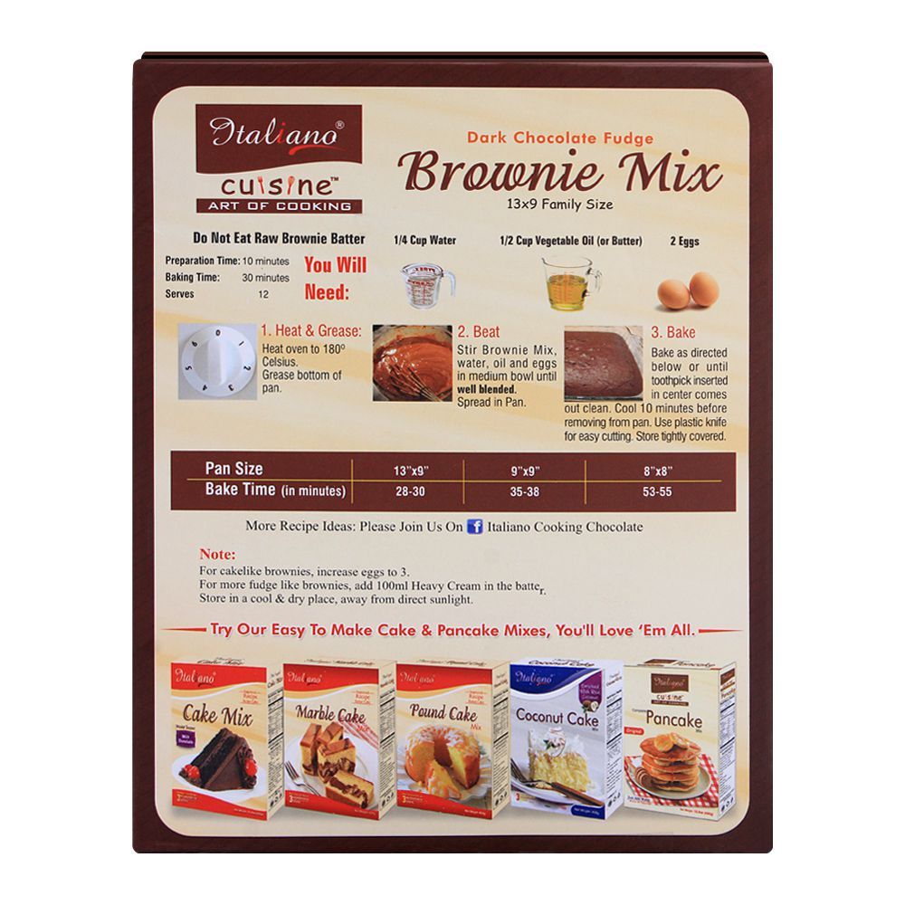 Italiano Brownie Mix, Dark Chocolate Fudge, 519g - Image 2