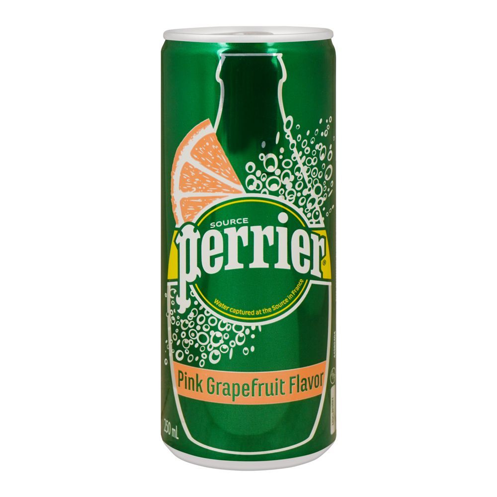 Perrier Carbonated Spring Water With Natural Pink Grape Fruit, Slim Can, 250ml - Main Image