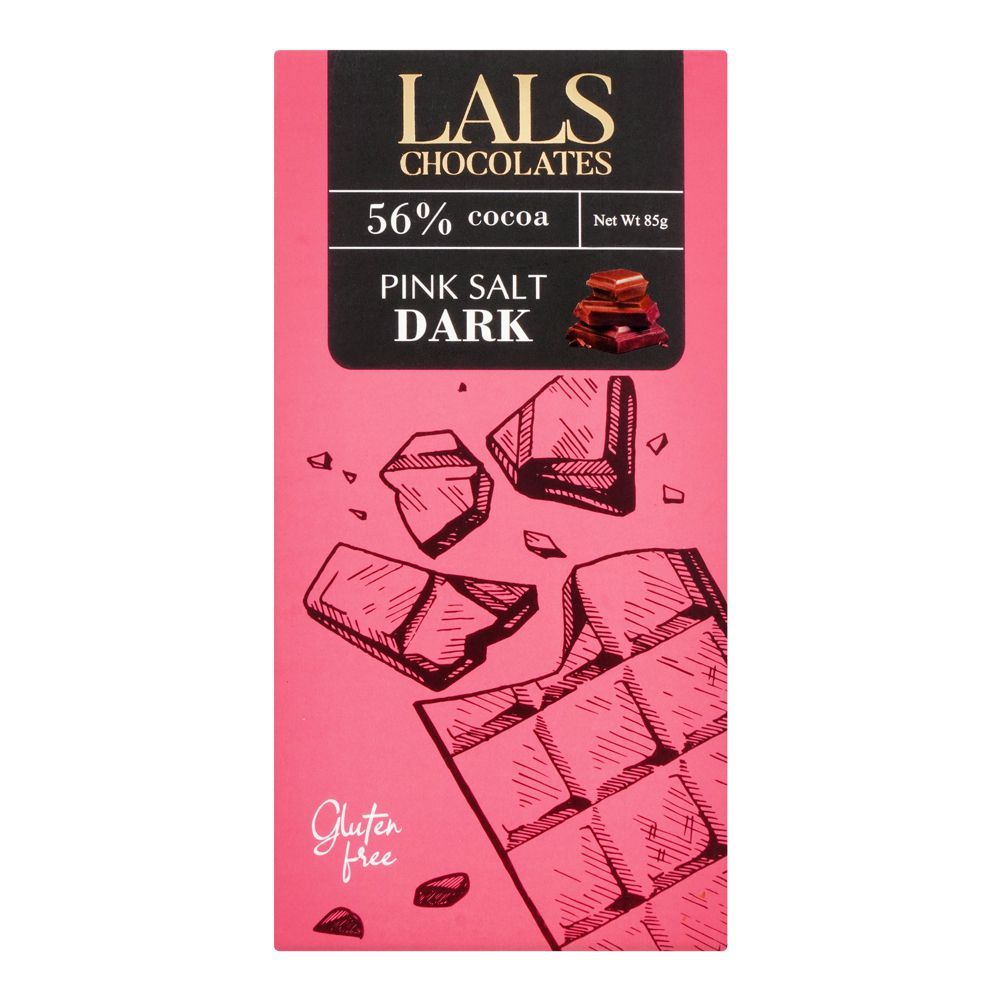 Lals Chocolate 56% Cocoa Pink Salt Gluten Free, 85g - Main Image