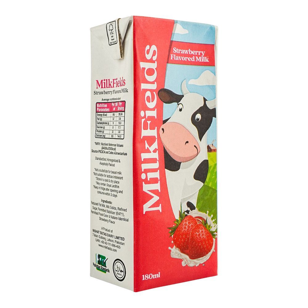 Milk Fields Strawberry Flavored Milk, 180ml - Main Image