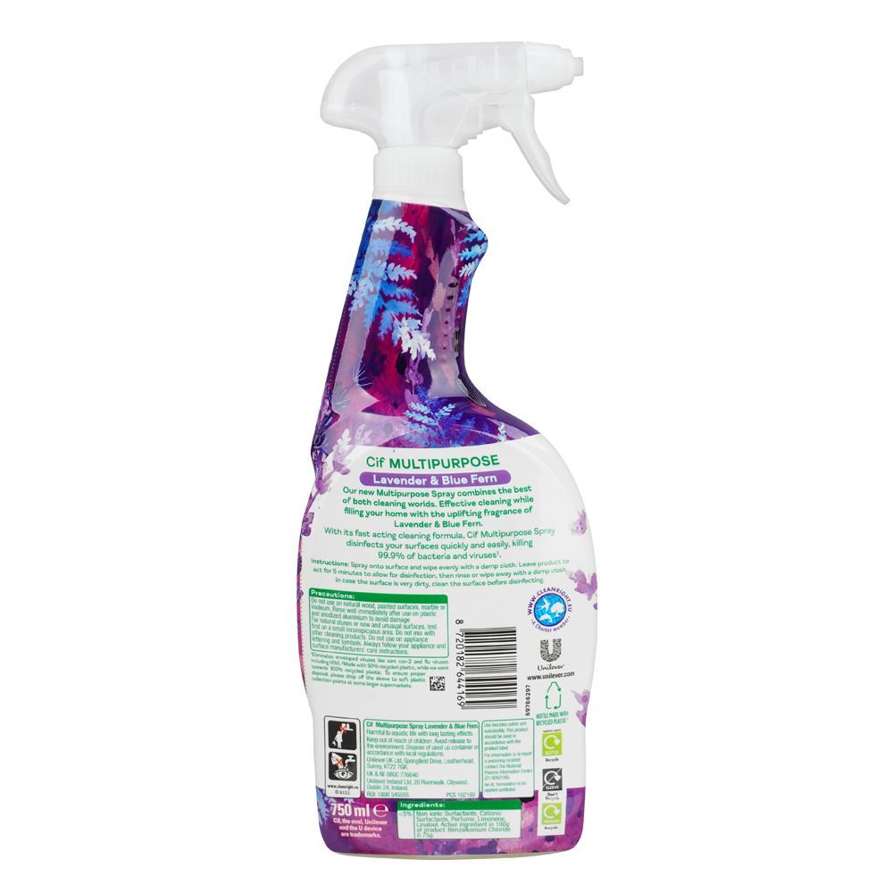 Cif Lavender & Blue Fern Multipurpose Spray, 750ml - Image 2