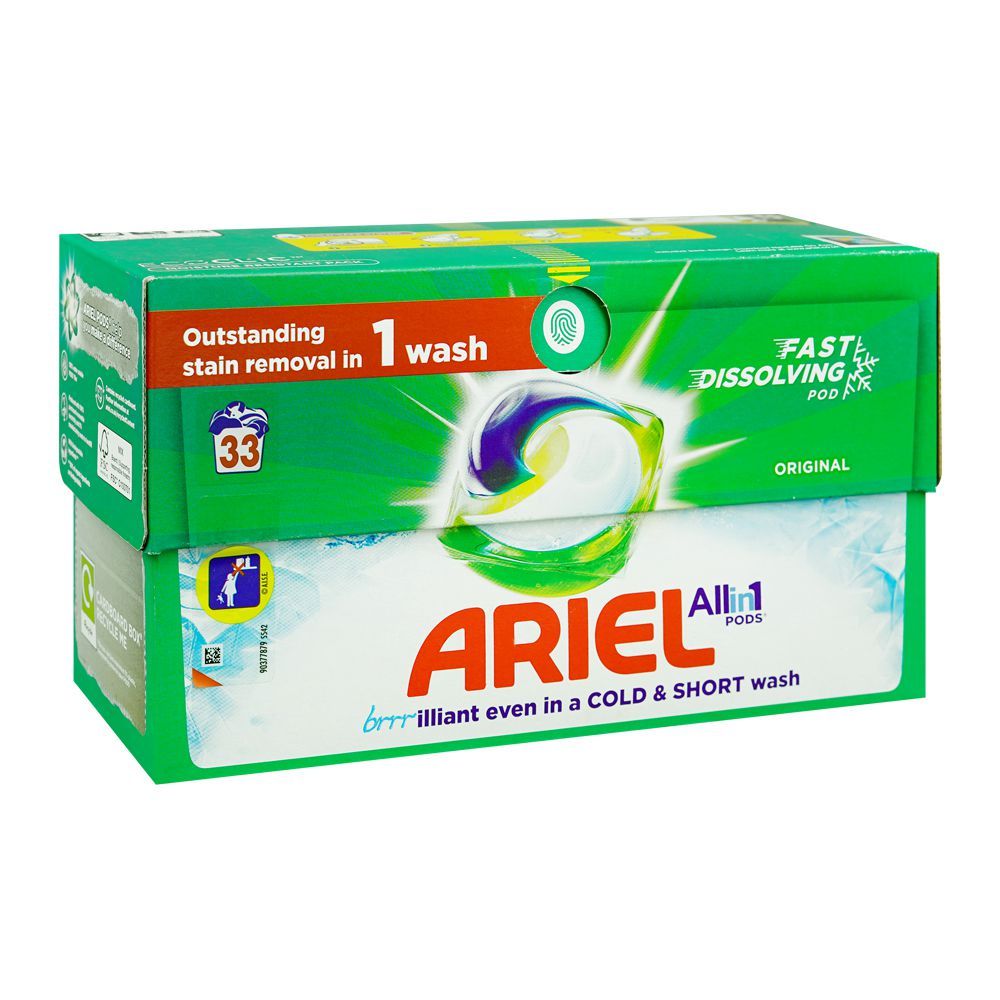 Ariel All in One Original Laundry Detergent Powder Pods, 33x19.6, 646.8g - Main Image