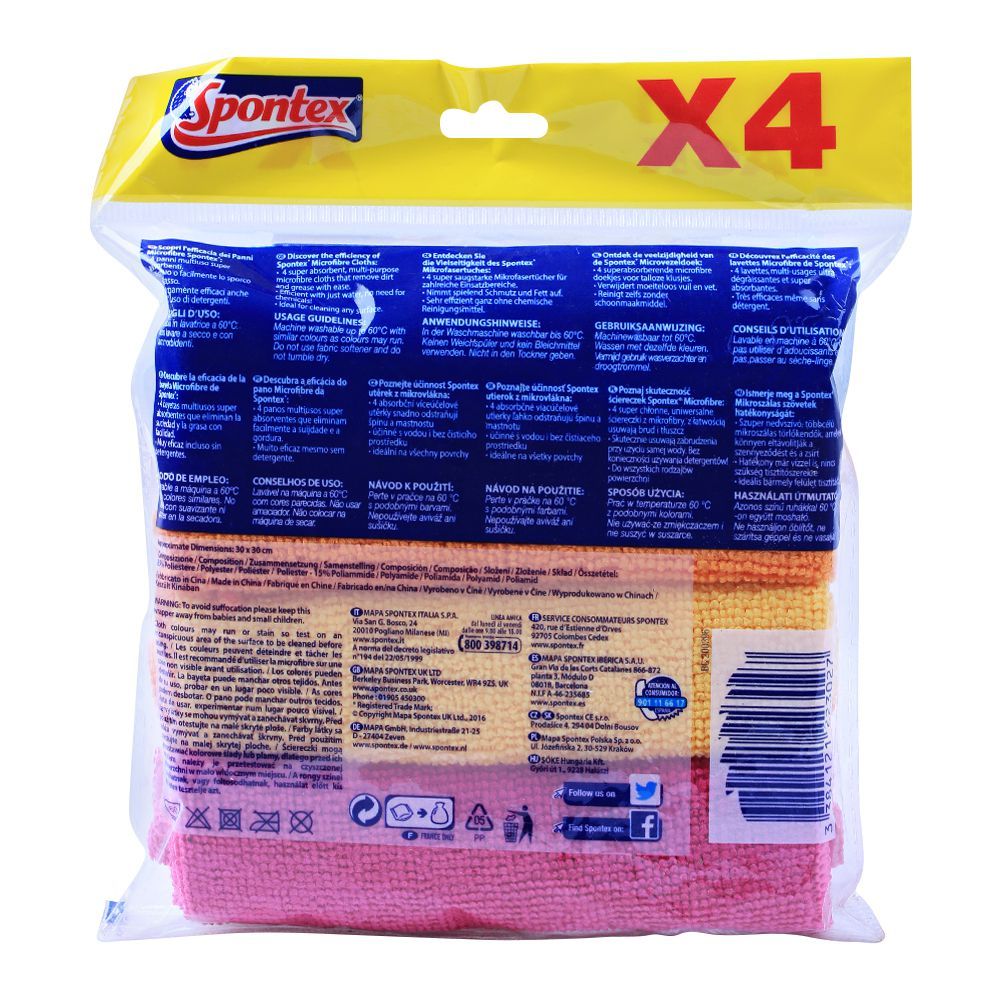 Spontex Microfibre Multi Purpose Cloths, 4-Pack - Image 2