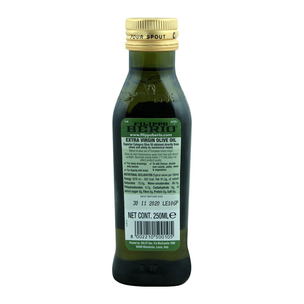 Filippo Beria Extra Virgin Olive Oil, For Salad Dressing and Flavouring, 250ml - Image 2