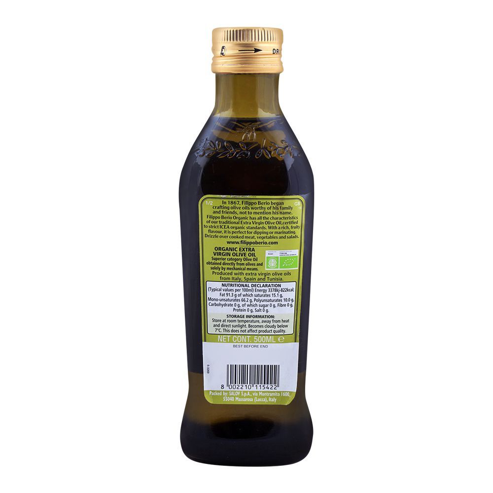 Filippo Berio Organic Extra Virgin Olive Oil 500ml - Image 2