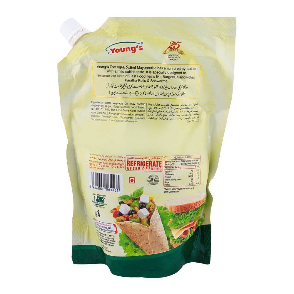 Young's Mayonnaise Creamy & Salted 500gm Pouch - Image 2