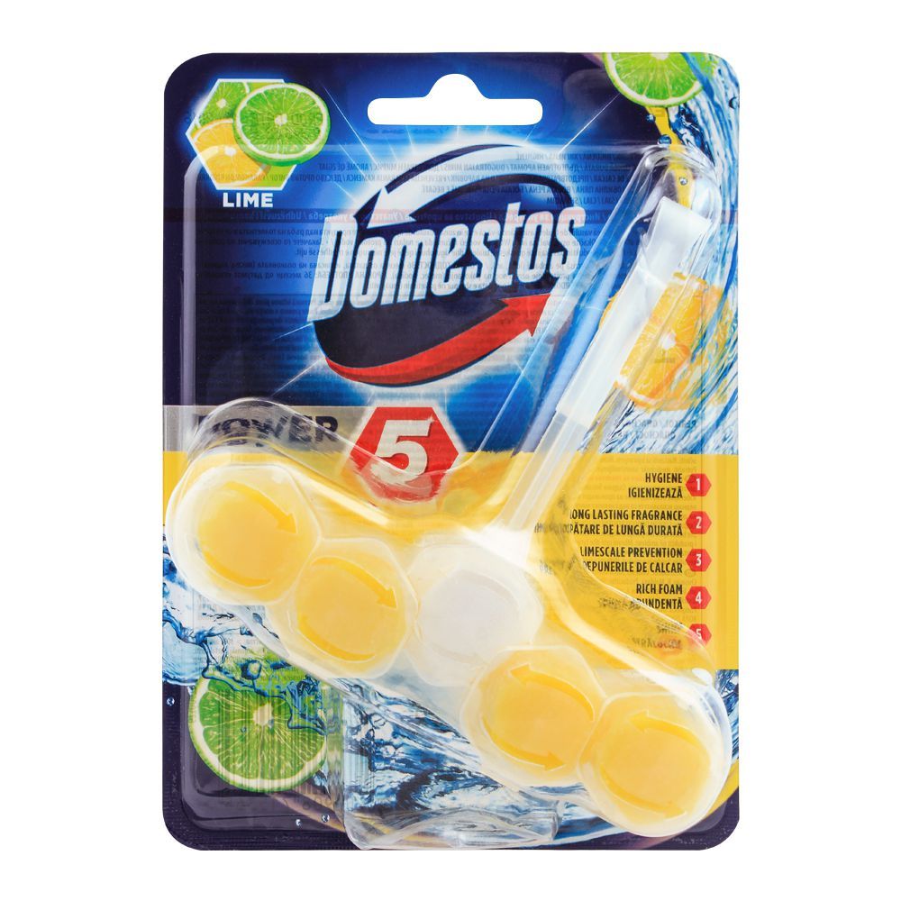 Domestos Power 5 Toilet Rim Block Hanger, Lime, 55g - Main Image