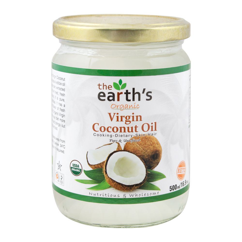 The Earth's Organic Virgin Coconut Oil, 500ml - Main Image