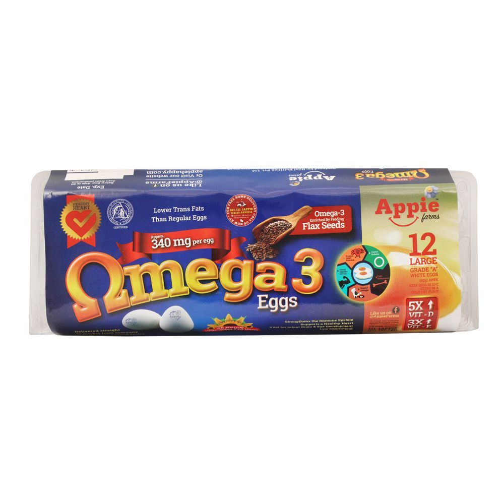 Appie Farms Omega-3 Grade A White Eggs, 12-Pack - Main Image