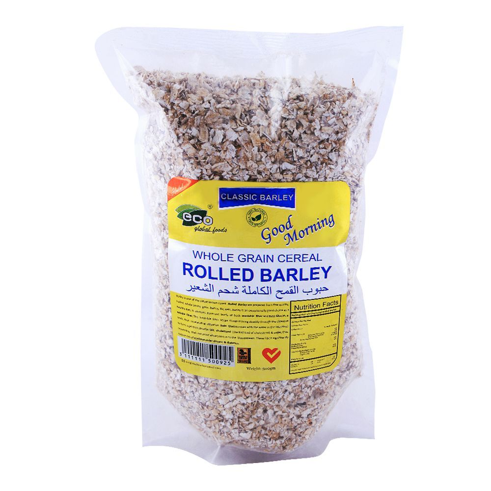 Eco Global Foods Whole Grain Cereal Rolled Barley, 500g - Main Image