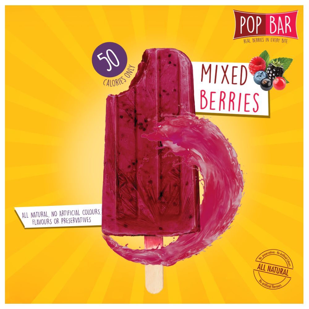 Wholesome Foods Pop Bar Mixed Berries Ice Cream, 80g - Main Image