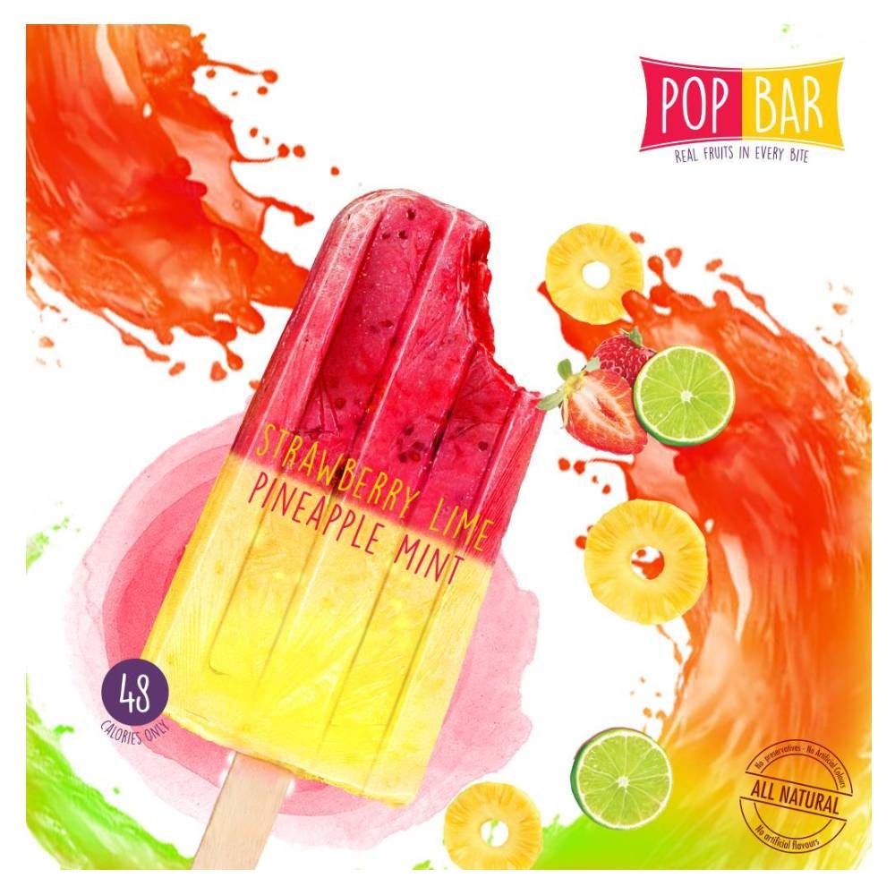 Wholesome Foods Pop Bar Strawberry Lime Pineapple Mint Ice Cream, 80g - Main Image