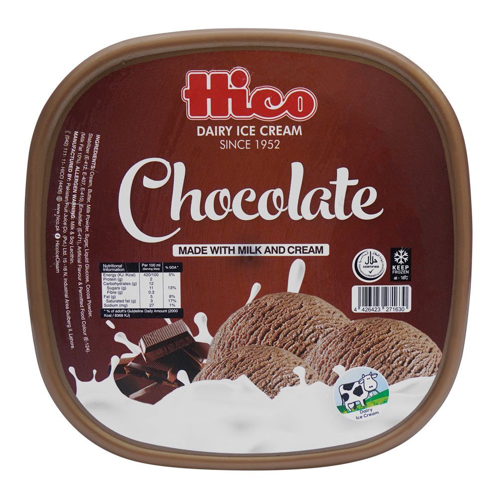 Hico Chocolate Icecream Tub, 1.5 Liter - Image 2