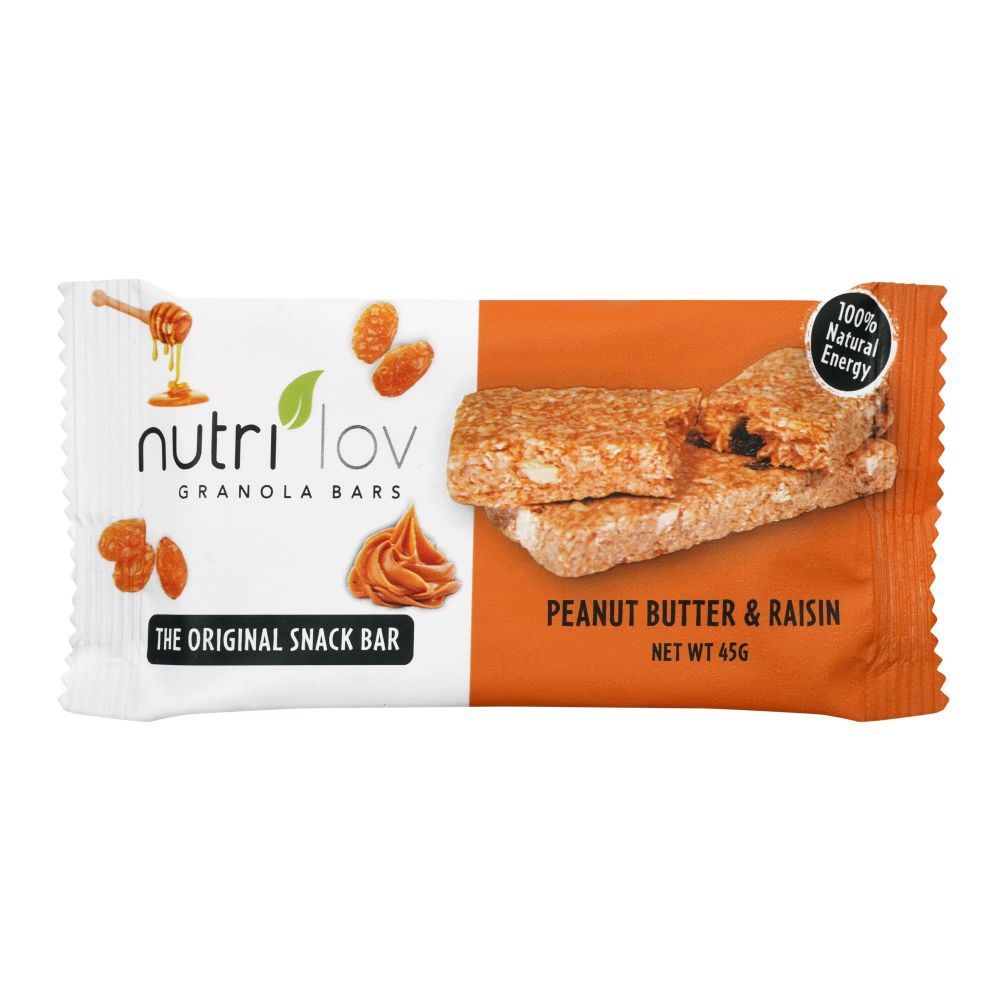 Nutri Lov Granola Bars, Peanut Butter & Raisin, Instant Protein, 45g - Main Image