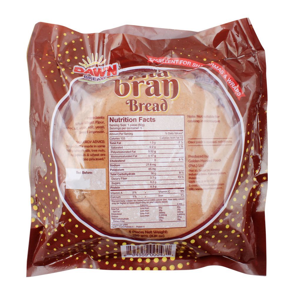 Dawn Pita Bran Bread, 5 Pieces - Image 2