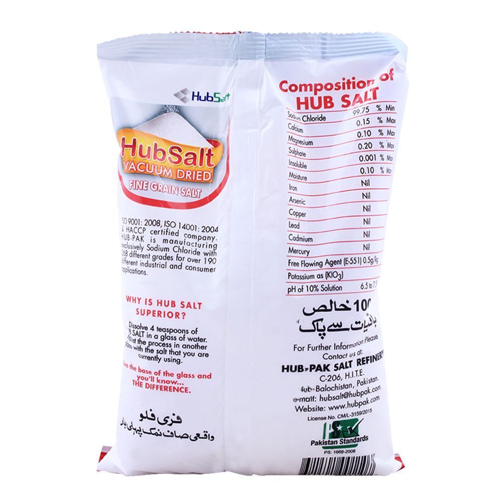 HubSalt Vacuum Fine Grain Salt, 800g - Image 2